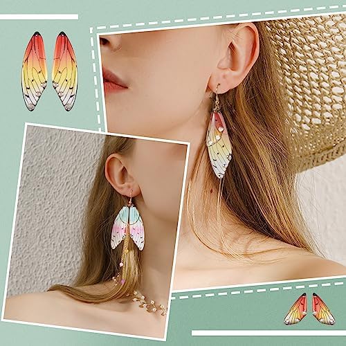 FASHEWELRY 16Pcs Resin Dragonfly Wing Earring Charms Rainbow Butterfly Wing Pendants Colorful Fairy Wings Charms with Earring Hooks Jump Rings for Jewelry Making - Image 3