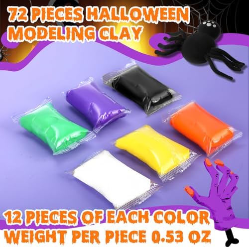 WinnerWhy 72 Pcs Air Dry Clay Bulk 38 oz Air Dry Modeling Clay Soft DIY Ultra Light Modeling Clays Magic Foam Crafts for Sculpting Kids Gifts Party School Supplies for Crafts Artistic(Halloween Color) - Image 2