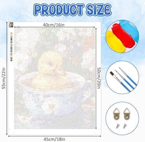 RICUVED Duck Paint by Numbers for Adults, Flowers Paint by Numbers Kit for Adults Beginners, DIY Acrylic Oil Painting on Canvas Easy for Gift Home Wall Decor 16x20 Inch - Image 4