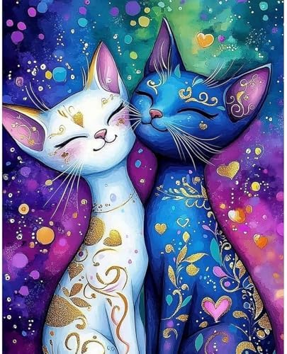RICUVED Cats Paint by Numbers for Adults, Colorful Paint by Numbers Kit for Adults Beginners, DIY Acrylic Oil Painting on Canvas Easy for Gift Home Wall Decor 16x20 Inch by RICUVED