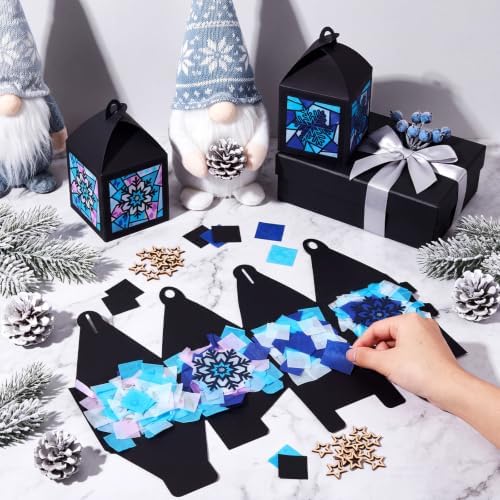 Maitys 16 Sets Winter Snowflake Paper Lantern Suncatcher Craft Kits - Image 2
