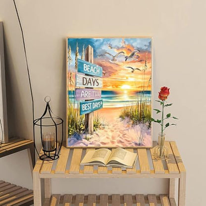 Nancency DIY Paint by Number for Adults,Painting Kits for Adult,Color by Numbers,Paint by Number Canvas Crafts Watercolor for Beginner Room Decor (Beach) - Image 7