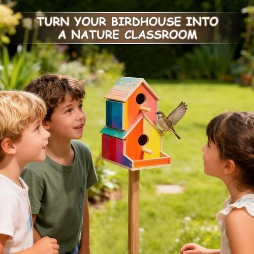 SainSmart Jr. Bird House 2-Story, Wooden Birdhouse Kids Woodworking Kit with Brushes and Paint - DIY Woodcraft Building Projects for Kids and Adults - STEM Teaching Tools, Ideal Gift for Boys & Girls - Image 5