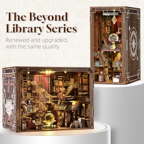 MiniCity Book Nook Kit, DIY Miniature Dollhouse Booknook Kit, 3D Wooden Puzzle Bookend Bookshelf Insert Decor with LED Light for Teens and Adults (Beyond Library Max) - Image 2