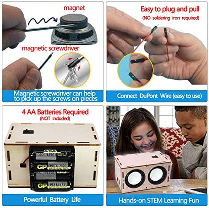 DIY Bluetooth Speaker Kit Wood Case, Teens & Adults STEM Electronic Project - Image 6