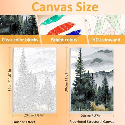 Mandun Landscape Paint by Numbers Kit for Adults, 3 Pack, 7.8x11.8 inch - Image 2