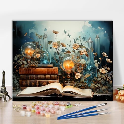 TUMOVO Book and Flowers Paint by Numbers Craft Kit for Adults by TUMOVO