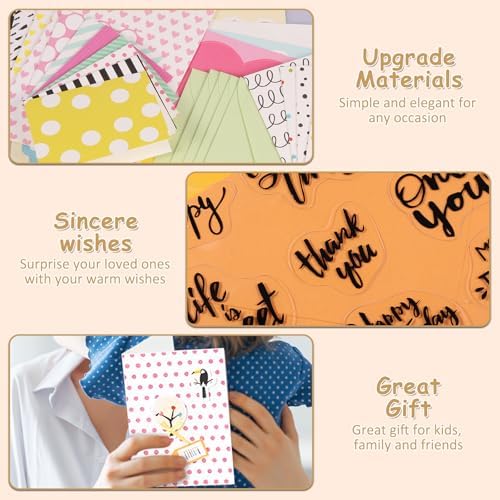 DIY Greeting Card Kits Includes 16 Cards 16 Envelopes with Decoration Accessories Handmade DIY Greeting Card Making Kits Personalized Set for Kids Adults(Pink) - Image 5