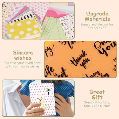 DIY Greeting Card Kits, Paper Card Making Kits Colorful Handmade Greeting Card Kits includes 16 Cards 16 Envelopes with Decoration Accessories for Birthday Invitation, Thanksgiving, Holiday (Pink) - Image 6
