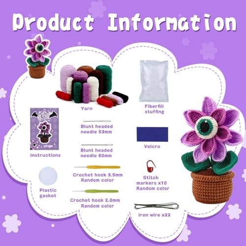 kgxulr Crochet Kit, Big-Eyed Beginner Crochet Kit for Adults, Knitting Kit - Image 2