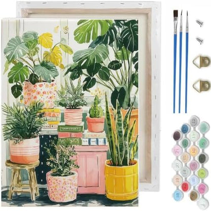 Paint by Numbers Kit for Adults,Green Plants Paint by Number With Frame by TCDZMYGS