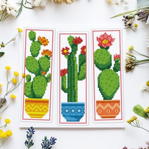 ACRNIGHEET 6PCS Cactus Cross Stitch Bookmark Kit for Beginner Stamped Cross Stitch Kits for Adults DIY Embroidery Bookmark Kits Crossstitch Kits Adult with Instructions Hand Craft Gift 11CT - Image 5