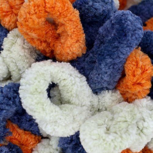 JubileeYarn Fun Finger Loops Yarn - Orange Navy Tan - 3 Skeins - Image 2