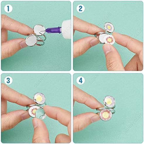 SUNNYCLUE 24Pcs DIY 8 Sets Ring Bezels Stainless Steel Ring Blanks Round Glass Cabochon Spiral Blank Bezel Rings Base Double Trays Pad Rings Settings Ring Set for Jewelry Making Kit Women DIY Craft - Image 4