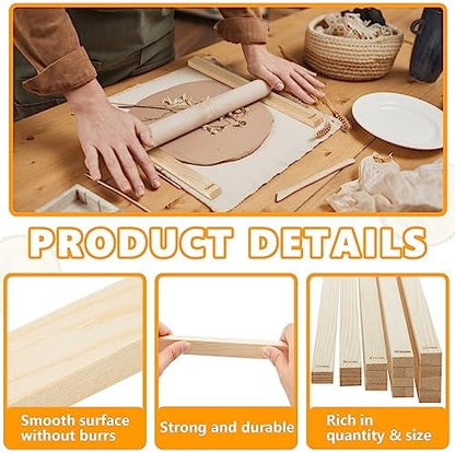 Sasylvia 20 Pcs Clay Pottery Rolling Pin Guides,5 Size,Wood Color - Image 3