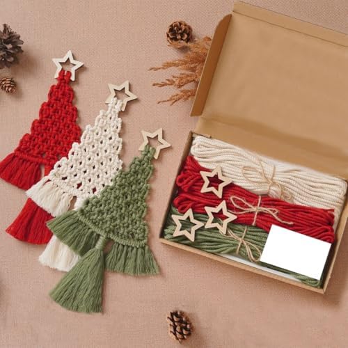 Macrame Kit for Beginners with Step by Step Video Tutorials DIY Christmas Tree Wall Hanging Craft Kit for Adults Kids Family Festive Holiday Activity Creative Boho Home Decor Unique Gift Idea (B) - Image 5