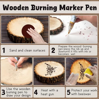 EIGTWEN 11pcs Wooden Burning Paste Kit, 4oz Heat-Activated Burn Gel - Image 5