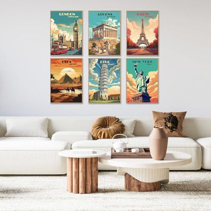 6 Pack Paint by Numbers Kit for Adults, Travel Number Painting, 10x14 Inch - Image 2