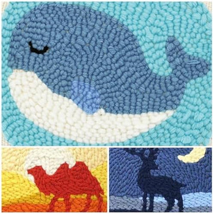 Allazone 3 Set Punch Needle Embroidery Kits, Punch Needle Kits for Adults Beginner, Punch Needle Tool with Punch Needle Cloth, Yarns and Sewing Needles (Camel, Whales), animal - Image 5