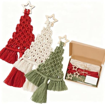 Macrame Kit for Beginners with Step by Step Video Tutorials DIY Christmas Tree Wall Hanging Craft Kit for Adults Kids Family Festive Holiday Activity Creative Boho Home Decor Unique Gift Idea (B) by Unknown