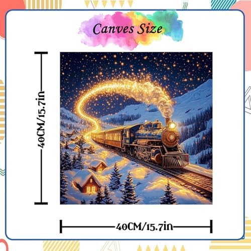 NZNANCHU Paint by Number for Adult,DIY Painting Kits for Adults,Color by Numbers,Paint by Number Canvas Crafts Watercolor for Beginners Hoom Decor (Train) - Image 3