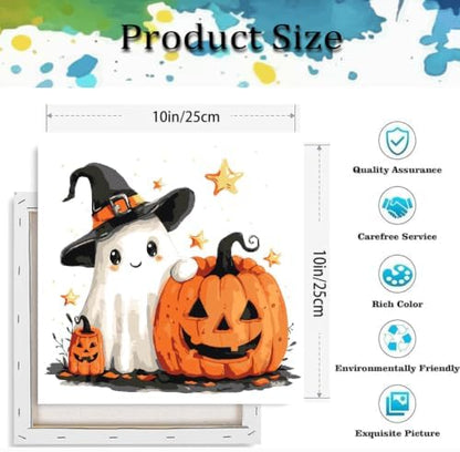 Halloween Ghosts Paint by Numbers Kit for Adults, DIY Oil Painting 10x10In - Image 3
