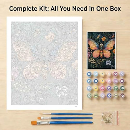 Amphol Paint by Numbers Kit for Adults - 16x20 In Moth DIY Paint by Numbers Kit for Beginners, Oil Painting Kit on Unframed Canvas Art for Home Wall Decor, Stress Relief with Acrylic Paint & 3 Brushes - Image 7