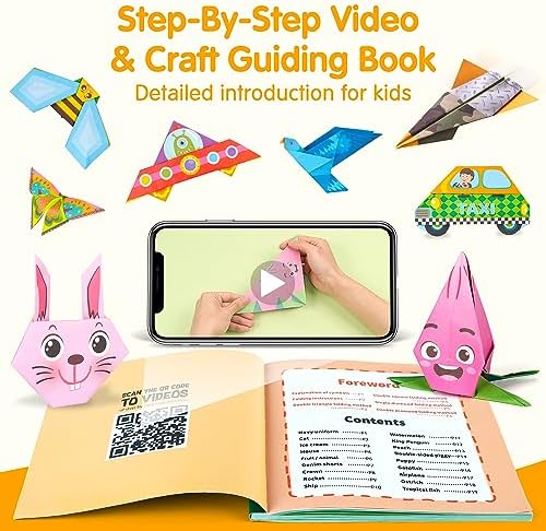 Mocoosy 224 Sheets Origami Paper Kit for Kids Ages 5-8 8-12, Folding Paper Set with Origami Book for Beginners, Art Craft Supplies for Boys Girls 9-12, Travel Game Car Road Trip Activities Toy Gifts - Image 3