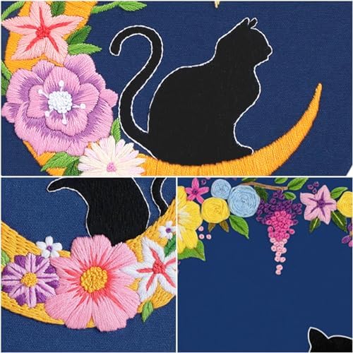 Louise Maelys 3 Set Cat Moon Embroidery Kit for Beginners Craft - Image 5