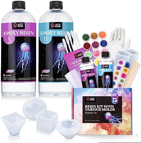 LET'S RESIN Resin Mold Kit Bundle with 0.5 Gallon Crystal Clear Epoxy Resin, Bubbles Free Resin for Resin Art by LETSRESIN