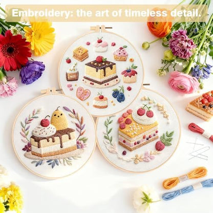 RidaaFri Embroidery Kit for Beginners, 3PC Starter Set Cake Fruit Patterns - Image 4