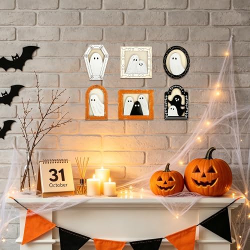 12 Sets Halloween Crafts Kit, Wood Ghost DIY Frames Decoration - Image 6