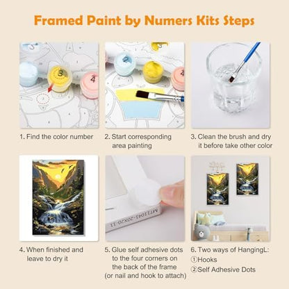 MOGTAA Landscape Paint by Numbers Kit for Adults Beginners with Frame, Sunset Adult Paint by Number Kits on Canvas with Easel, Easy DIY Oil Painting Kits for Home Decor, 8x12in - Image 6