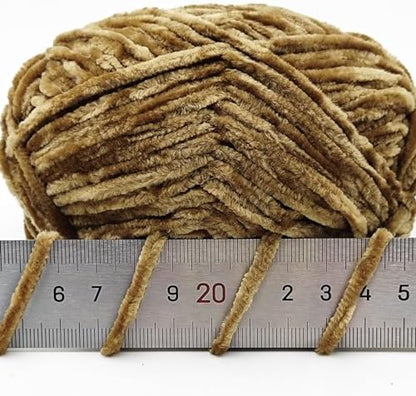 NICEEC 3 Skeins Soft Chenille Yarn 3 x85m (3X 93yds, 3X 50g)_Brown Series - Image 3