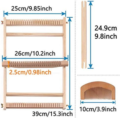 Wooden Weaving Loom Kit for Kids and Adults, Tapestry Loom 15.2x9.85 in - Image 2