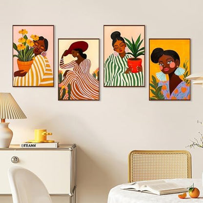 Okarina 4 Pack Paint by Numbers Kit for Adults with Frame, African Women - Image 3