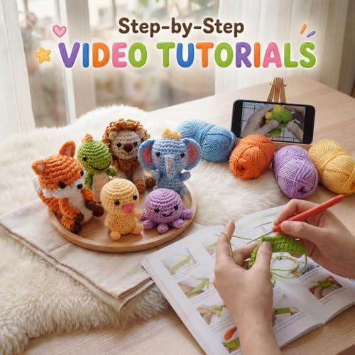 Xanlon Crochet Kit for Beginners,6pcs Animals Knitting Beginner Starter Kit - Image 4