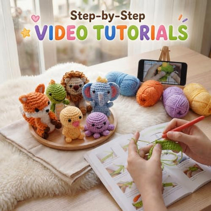 Xanlon Crochet Kit for Beginners,6pcs Animals Knitting Beginner Starter Kit - Image 4