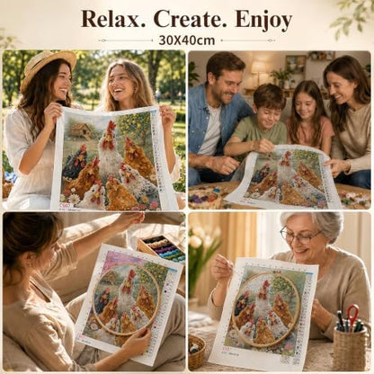 Mosaflare Chicken Stamped Cross Stitch Kits for Beginner 12x16 Inch - Image 7