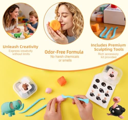 Both idea Air Dry Clay Kit Air Clay Kit Air Dry Clay Kits for Kids Air Clay Craft Clay Set Molding Foam Soft Air Dough Clay Craft for Classroom DIY Projects Brthday Gifts Party - Image 4