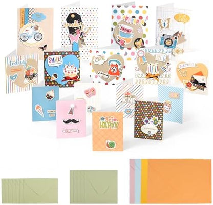 Handmade DIY Greeting Card Kits Includes 16 Cards 16 Envelopes with Decoration Accessories, DIY Greeting Card Making Kits, Personalized DIY Greeting Card Set for Craft Birthday Card Making (Green) by Tcwhniev