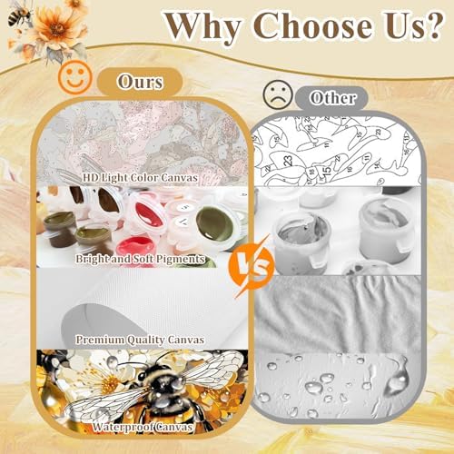 Bee Paint by Numbers Kit for Adults, Adult Paint by Number Kits 16x20 Inch - Image 5