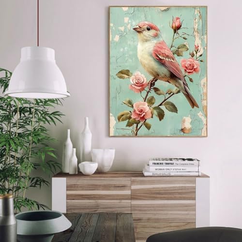 pchmcu Bird Flower Paint by Numbers Kits for Adults,Rose Paint by Number for Adults Beginner, Paint by Numbers Kits on Canvas Without Frame for Home Wall Decor 16x20inch - Image 2