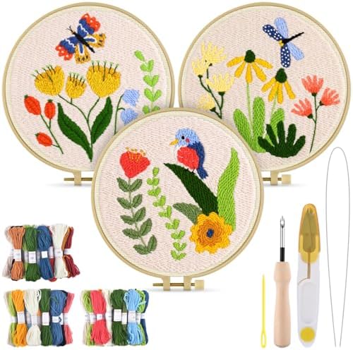 TINDTOP Punch Needle Kits, Flowers Punch Embroidery Kits for Adults by TINDTOP