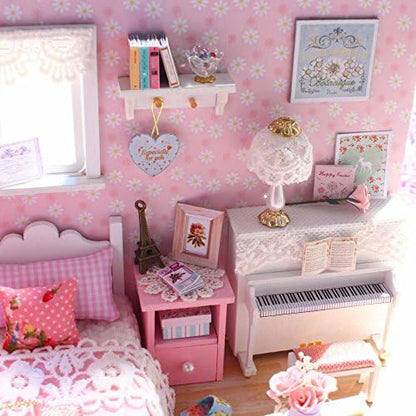 DIY Miniature Dollhouse Kits - Wooden Mini Model House with LED Lights, Tiny Furniture & Accessories – Craft Building Kits for Teens & Adults -Sunshine Princess - Image 3