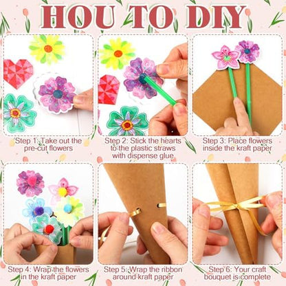 Motipuns 48 Set Graduation DIY Paper Crafts Flower Bouquet Craft Kit Bouquets Make Your Own Tulip Thankful Gifts for 2026 End of Year Last Day of School Gifts Home Classroom Activities - Image 4