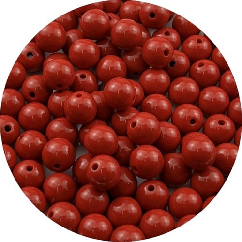 100pcs Acrylic Round Beads for Crafts 12mm Resin Candy Color Spacer Beads with Hole for Jewelry Making Sewing Crafts Decoration Necklaces Bracelets Earrings Supplies(Red) by Unknown