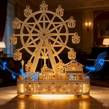 3D Wooden Puzzles for Adults, Ferris Wheel Kit w/Music & Spark Light by MakingLifeFunforCool
