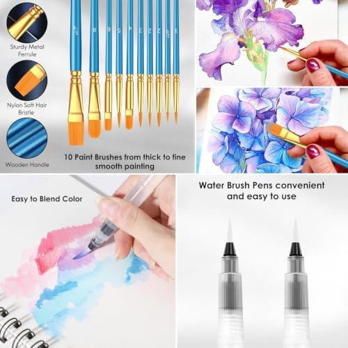 Taotree 48 Watercolor Paint Set with 10 Paint Brushes and Watercolor Book - Image 4