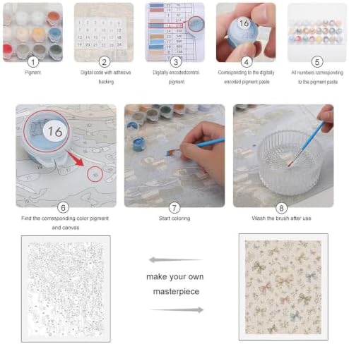 Paint by Numbers Kit for Adults Beginner Art Decor Vintage Bow Floral - Image 4